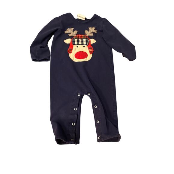 Lot 2 Baby Smock 18M Three Sister/Natalie Grant Christmas Reindeer/Santa Smocked - Picture 8 of 8